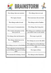 English Worksheet: BRAINSTORM