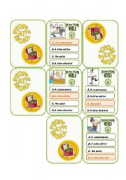 English Worksheet: part 1 - card game - occupation