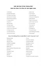 English worksheet: Translation of film titles