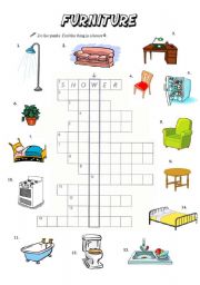 English Worksheet: Furniture: Crosswords