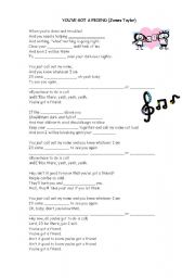 English Worksheet: Song: YOUVE GOT A FRIEND (James Taylor)