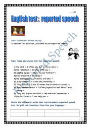 English Worksheet: Reported speech (+ answers)
