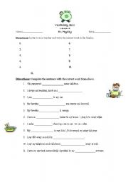 English worksheet: Vocabulary and Dictation quiz, Payday, with answer key