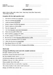 English Worksheet: wh questions