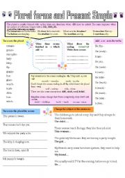 English Worksheet: PLURAL FORMS AND PRESENT SIMPLE