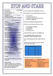 English Worksheet: STOP AND STARE