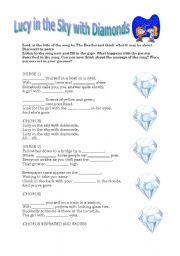 English worksheet: Lucy in the sky with diamonds