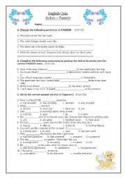 English Worksheet: Active  Passive 