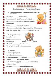 English Worksheet: Simple Present - Present Contiuous