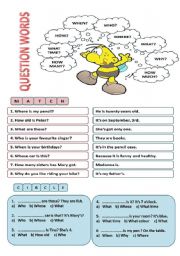 English Worksheet: QUESTION WORDS