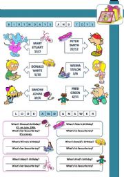 English Worksheet: BIRTHDAYS AND FAVOURITE TOYS