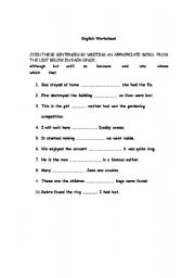 English worksheet: conjunctions