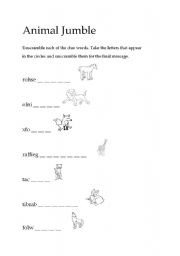 English worksheet: animals