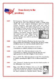 English Worksheet: From slavery to presidency part 1(of 3) - 3 pages 