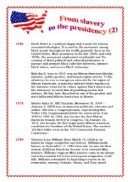 English Worksheet: From slavery to presidency part 2 (of 3) - 3 pages