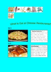 English worksheet: Food: What to order at Chinese restaurants