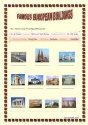 English Worksheet: Famous European Buildings with Answers