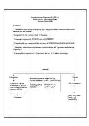 English Worksheet: introduction to linguistics