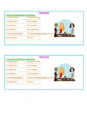 English Worksheet: homework