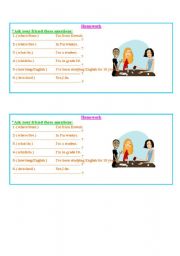 English Worksheet: homework