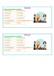 English worksheet: homework