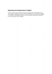 English Worksheet: Agreeing and Disagreeing in English