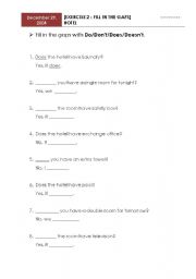English worksheet: fill in the gaps - Do , does