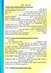 English Worksheet: wish clause correct tense 