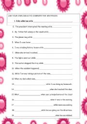 English worksheet: past prog tense 