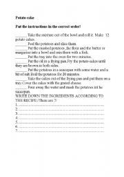 English Worksheet: How to make potato cakes