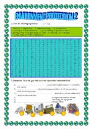 English Worksheet: ENVIRONMENT PROTECTION 2 -EXERCISES