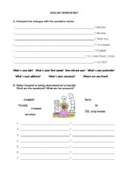 English worksheet: Personal identification