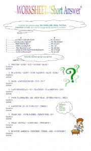 English worksheet: SHORT ANSWERS