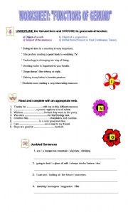 English worksheet: gerunds