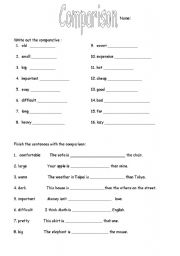 English Worksheet: comparison 