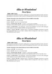 English Worksheet: Alice in Wonderland - Board Game rules