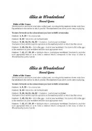 English worksheet: Alice in Wonderland - Board Game rules