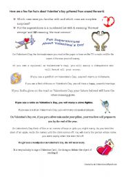 English Worksheet: Fun Facts about Valentines Day