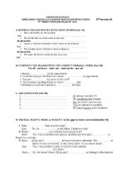 English Worksheet:  written exam