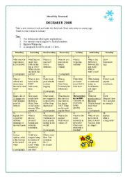 English Worksheet: Monthly Journal