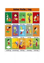 English Worksheet: Action verbs / -ing