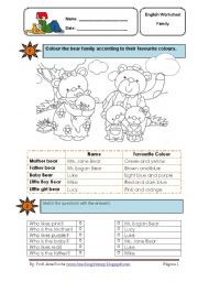 English Worksheet: Family for elementary students