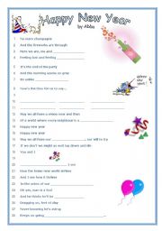 English Worksheet: HAPPY NEW YEAR  -  SONG  by Abba