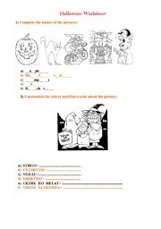 English worksheet: Halloween Worksheet