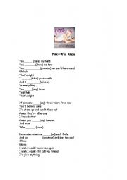 English Worksheet: Pink--Who knew