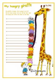 English Worksheet: MY HUNGRY GIRAFFE