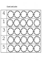 English worksheet: Count and colour