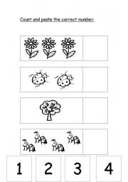 English Worksheet: Count and paste the correct number