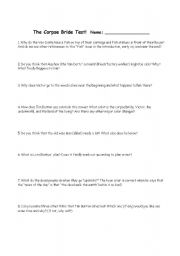 English Worksheet: Tim Burton�s The Corpse Bride Test