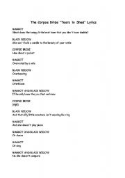 English Worksheet: Tim Burtons The Corpse Bride Lyrics (2)